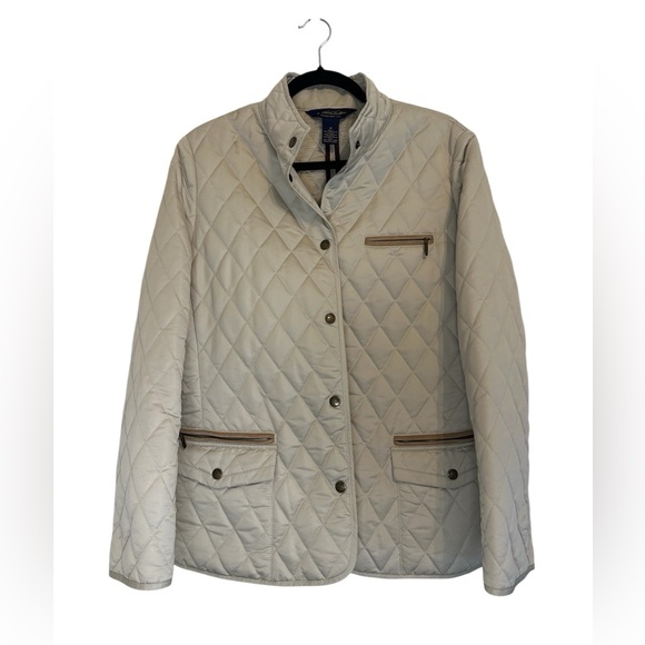 Brooks Brothers Jackets & Blazers - Brooks Brothers Quilted Women’s Cream Puffer Jacket Size 12